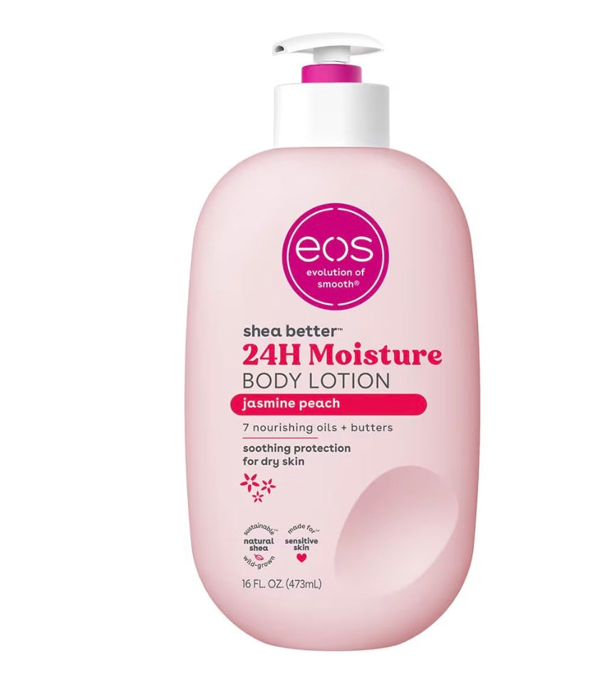 EOS Shea Butter Body Lotion jasmine peach 473ml bottle