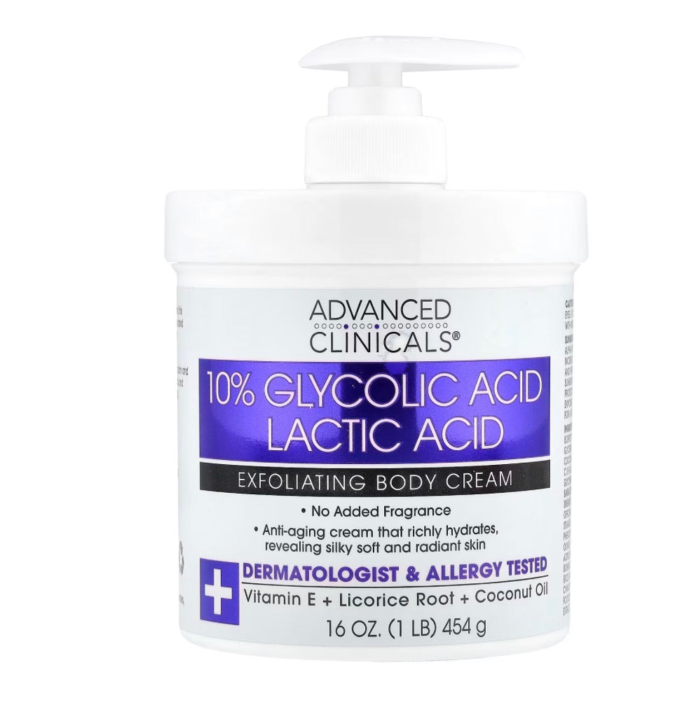 10% Glycolic Acid, Lactic Acid, Exfoliating Body Cream